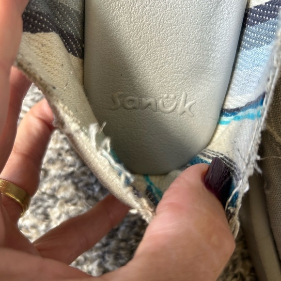 Sanuk Men’s Slip on Gray Canvas Foam Boat Shoes size 9 - Picture 8 of 8